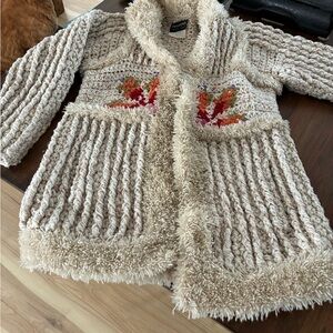 Vintage 70s Boho Crochet Sweater Coat